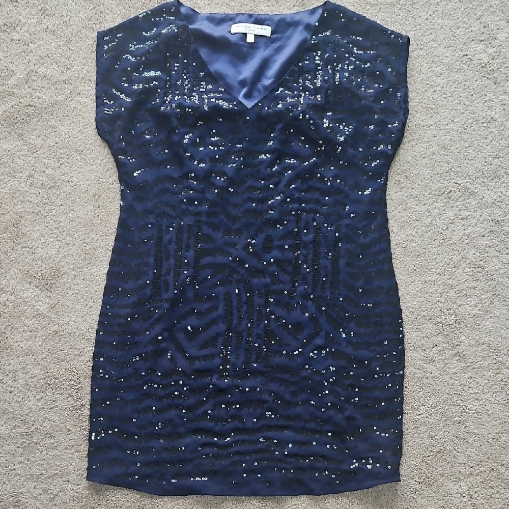 Trina Turk~Navy Sequin  Dress